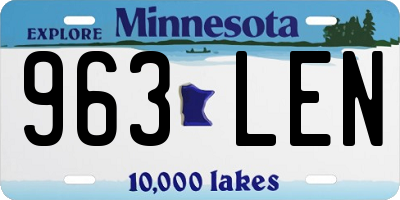 MN license plate 963LEN