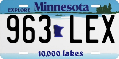MN license plate 963LEX