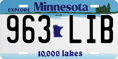 MN license plate 963LIB