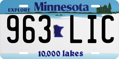 MN license plate 963LIC