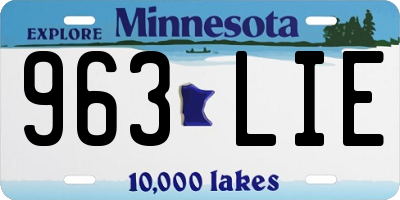 MN license plate 963LIE
