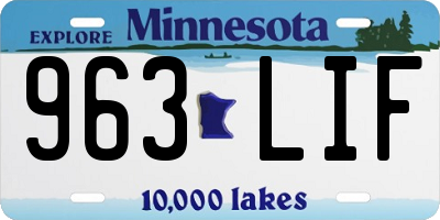 MN license plate 963LIF