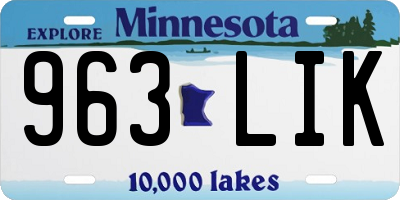 MN license plate 963LIK