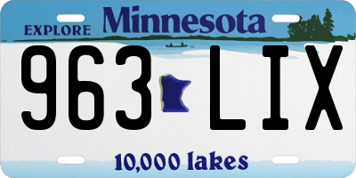 MN license plate 963LIX