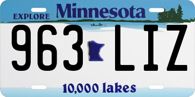 MN license plate 963LIZ
