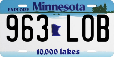 MN license plate 963LOB