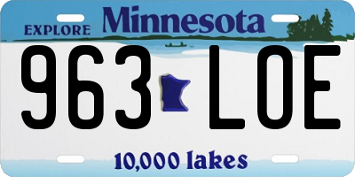 MN license plate 963LOE