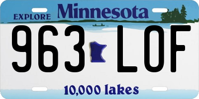 MN license plate 963LOF