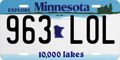 MN license plate 963LOL