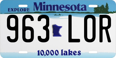 MN license plate 963LOR