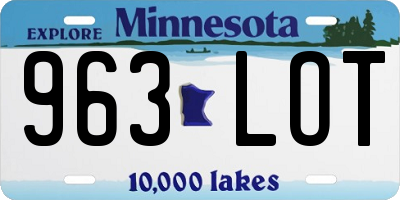 MN license plate 963LOT
