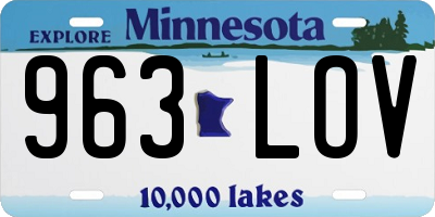 MN license plate 963LOV