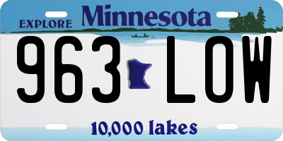 MN license plate 963LOW