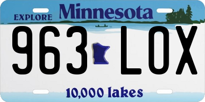 MN license plate 963LOX