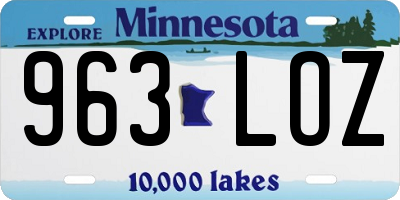 MN license plate 963LOZ