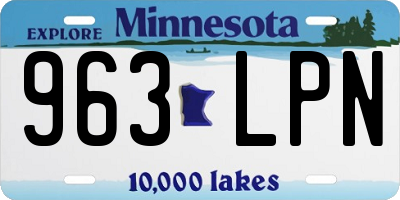MN license plate 963LPN