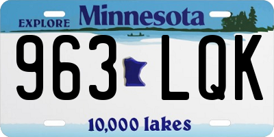 MN license plate 963LQK