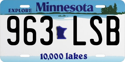 MN license plate 963LSB