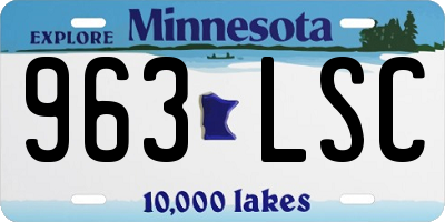 MN license plate 963LSC
