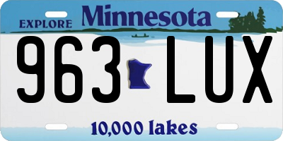 MN license plate 963LUX