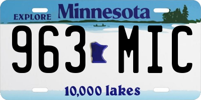 MN license plate 963MIC