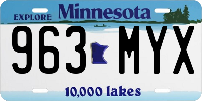 MN license plate 963MYX