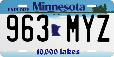 MN license plate 963MYZ