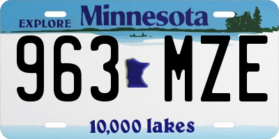 MN license plate 963MZE
