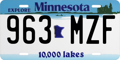 MN license plate 963MZF