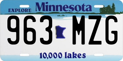 MN license plate 963MZG