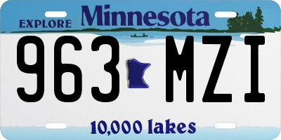 MN license plate 963MZI