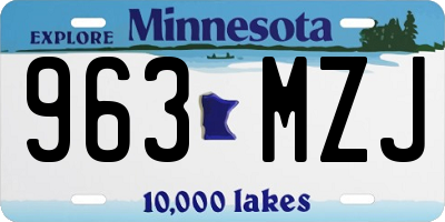 MN license plate 963MZJ