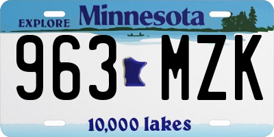 MN license plate 963MZK