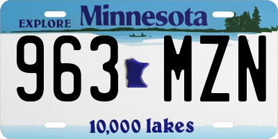 MN license plate 963MZN