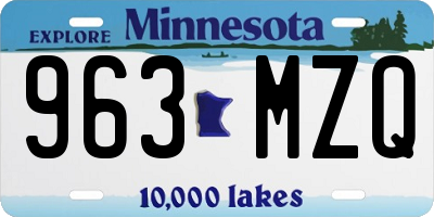 MN license plate 963MZQ