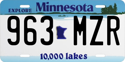 MN license plate 963MZR