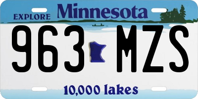 MN license plate 963MZS