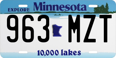 MN license plate 963MZT
