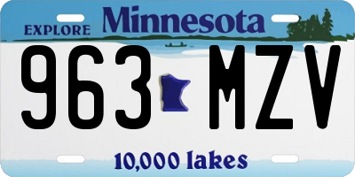MN license plate 963MZV