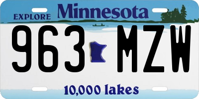 MN license plate 963MZW