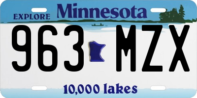 MN license plate 963MZX