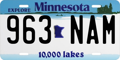 MN license plate 963NAM