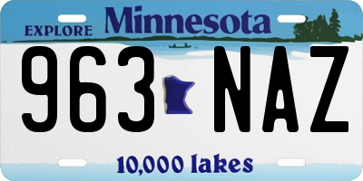 MN license plate 963NAZ