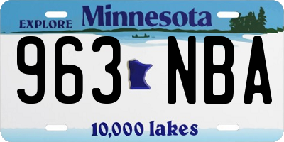 MN license plate 963NBA