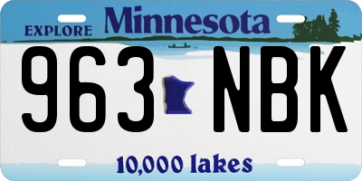 MN license plate 963NBK