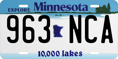 MN license plate 963NCA
