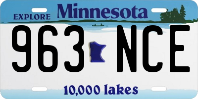 MN license plate 963NCE