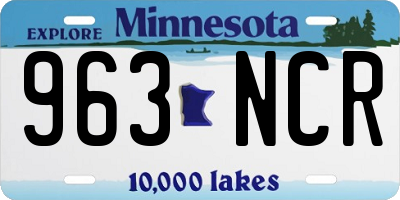 MN license plate 963NCR