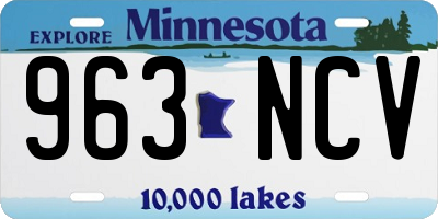 MN license plate 963NCV