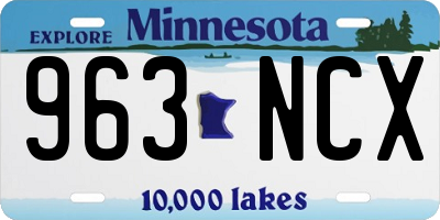 MN license plate 963NCX